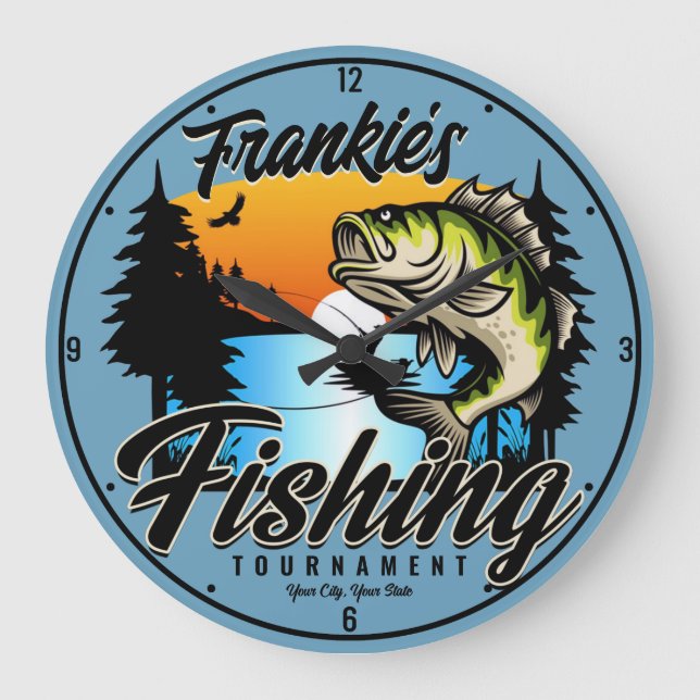 Grande Horloge Ronde Tournoi de pêche personnalisé Truite pêcheur (Recto)