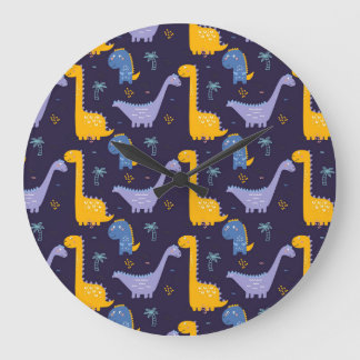 Grande Horloge Ronde Tous les Dinos Grand et Petit