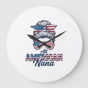 Grande Horloge Ronde Tout à fait Nana patriotique américain Bun Vector