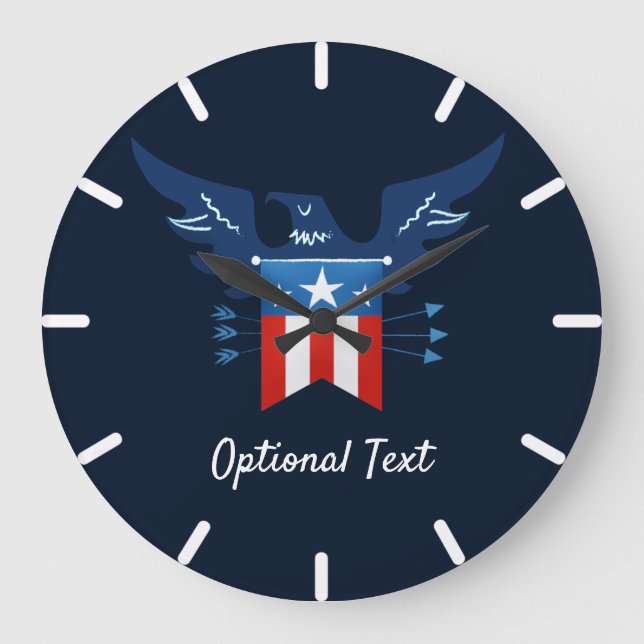 Grande Horloge Ronde Tout American Eagle & Flag Patriotic (Recto)