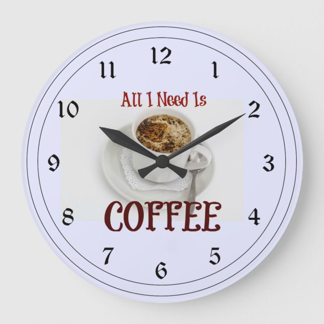 Grande Horloge Ronde Tout ce dont j'ai besoin est du café (Recto)