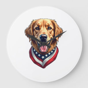 Grande Horloge Ronde Tout Tee Vintage Retriever Américain Doré 4