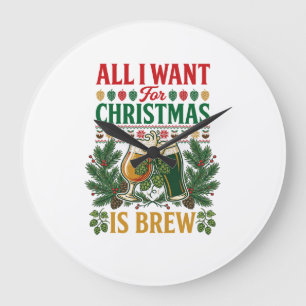 Grande Horloge Ronde Tout Verre à bière de Noël Brew Pins Hops