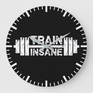 Grande Horloge Ronde Train Insane - Barbell, Salle de gym, Exercice Ins