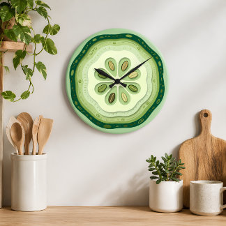 Grande Horloge Ronde Tranche de concombre 
