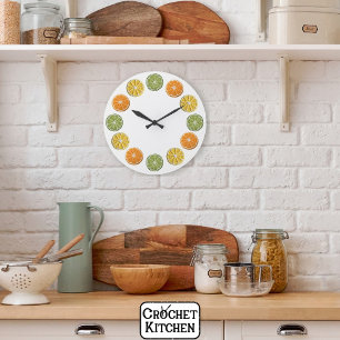 Grande Horloge Ronde Tranches d'agrumes de Crochet frais minimaux moder