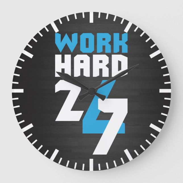 Grande Horloge Ronde Travail dur 24/7 - Motivationnel (Recto)
