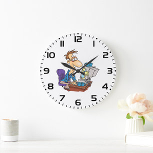 Grande Horloge Ronde Travailleur de bureau en surmenage Funny Employé f