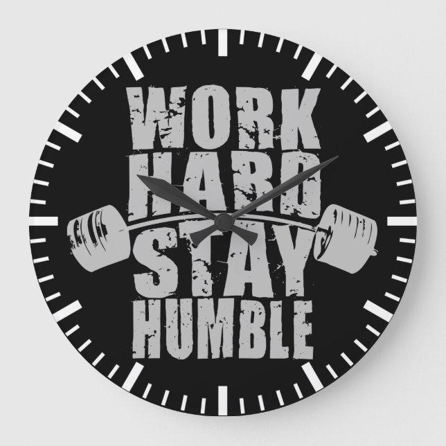 Grande Horloge Ronde Travaillez dur, restez humble - Motivation de l'en (Recto)