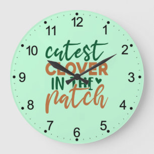 Grande Horloge Ronde Trèfle le plus mignon de la parcelle St Patrick-60