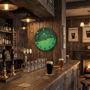 Grande Horloge Ronde Trèfle Shamrock Vert Chance St Patrick’s Day