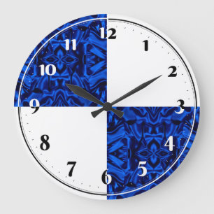 Grande Horloge Ronde Trendy quart motif satin bleu foncé