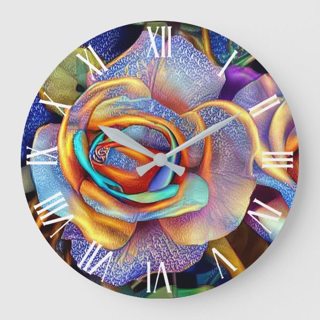 Grande Horloge Ronde Très beau rêve d'art Rose unique (Recto)
