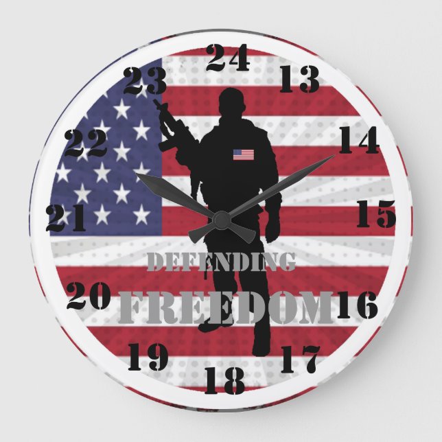 Grande Horloge Ronde Très patriotique défendant la liberté Temps milita (Recto)