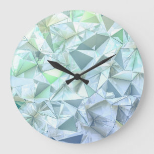 Grande Horloge Ronde Triangle cristal 3D, rendu illustratif.