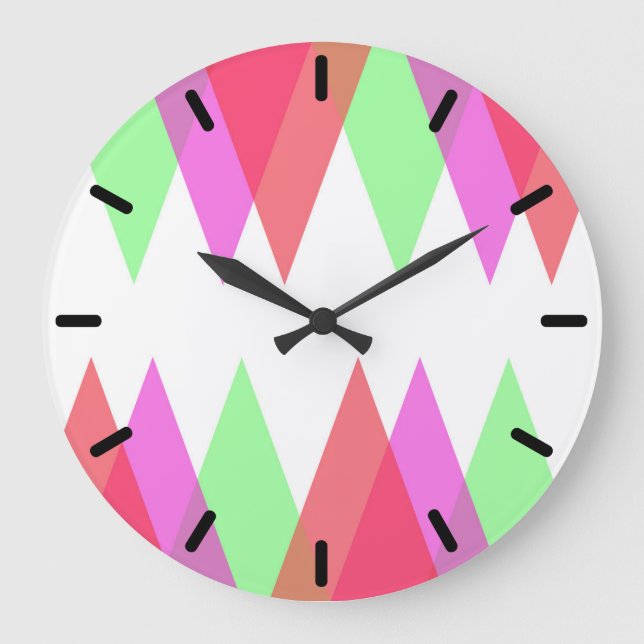 Grande Horloge Ronde Triangles rouge et vert (Recto)