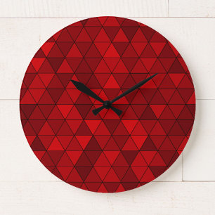 Grande Horloge Ronde Triangles rouges moderne géométrique stylé