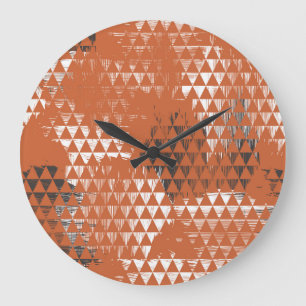 Grande Horloge Ronde Triangles sans joint : Arrière - plan orange