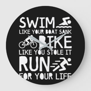 Grande Horloge Ronde Triathlon Swim Bike Run Pour Vous Vie
