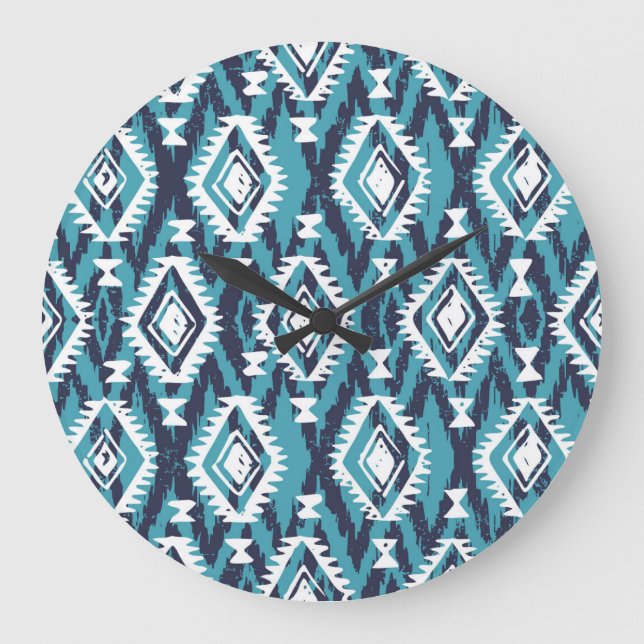 Grande Horloge Ronde Tribal géométrique Aztec Navajo Imprimer (Recto)