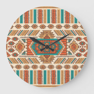 Grande Horloge Ronde Tribal Vintage : Ethnic Seamless Motif