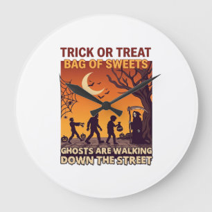 Grande Horloge Ronde Trick Or Treat Halloween Zombies Grim Reaper Citro