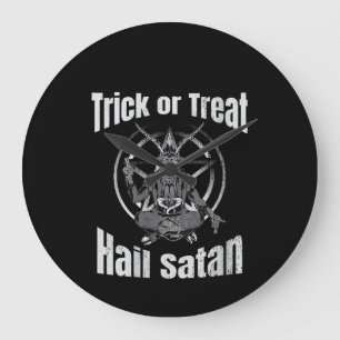 Grande Horloge Ronde Trick ou traiter la grêle Satan Pentagram Chèvre