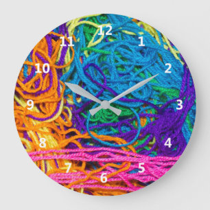 Grande Horloge Ronde Tricot Crochet Tricotage Photographie Noeuds de Fi