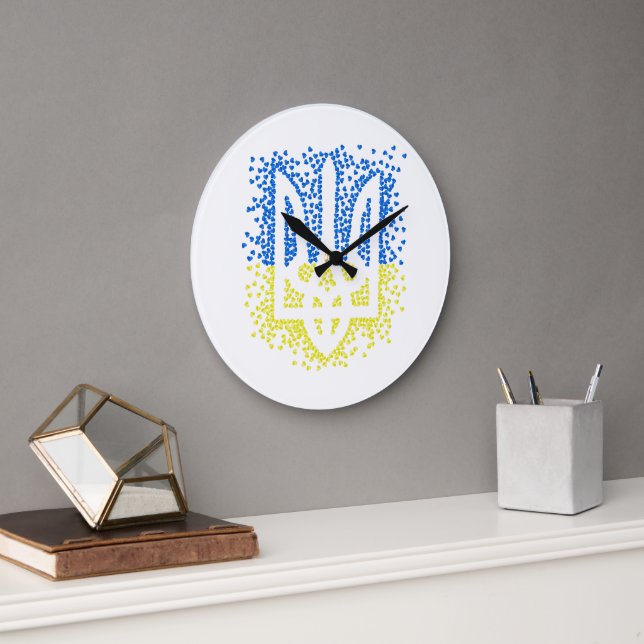 Grande Horloge Ronde Trident de l'emblème ukrainien tryzub dispersant l (Bureau)