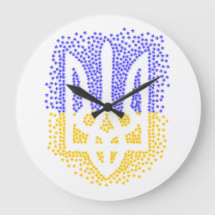 Grande Horloge Ronde Trident heraldique ukrainien tryzub étoiles disper