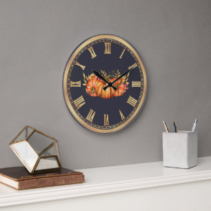 Grande Horloge Ronde Trio Citrouille d'automne