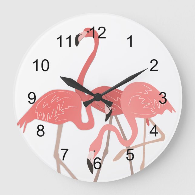Grande Horloge Ronde Trio de Flamant rose (Recto)