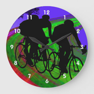 Grande Horloge Ronde Trio de recyclage sur la route de ruban