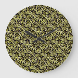 Grande Horloge Ronde Triple spirale triskèle celtique kaki beige