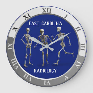 Grande Horloge Ronde Trois squelettes dans l'action votre nom de