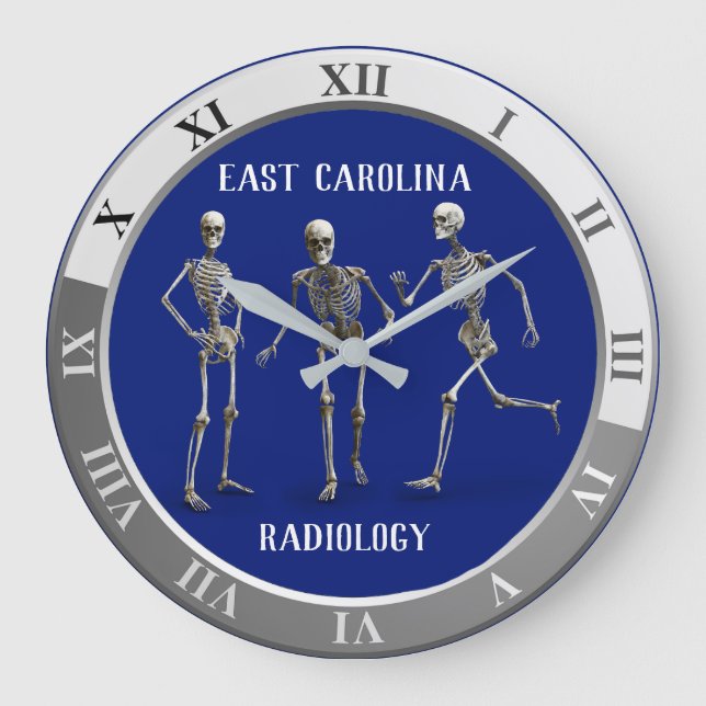 Grande Horloge Ronde Trois squelettes dans l'action votre nom de (Recto)