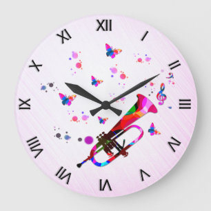 Grande Horloge Ronde Trompette festive