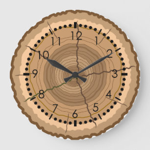 Grande Horloge Ronde Tronc d'arbre de forêt