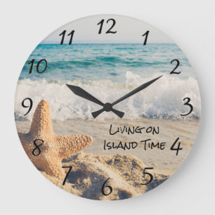 Grande Horloge Ronde Tropcal Ocean View Beach Life Starfish