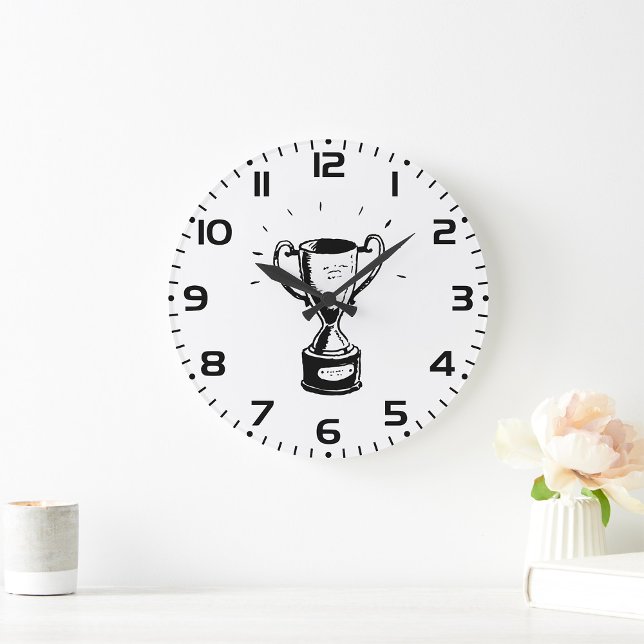 Grande Horloge Ronde Trophée Noir Et Blanc (Créateur téléchargé)