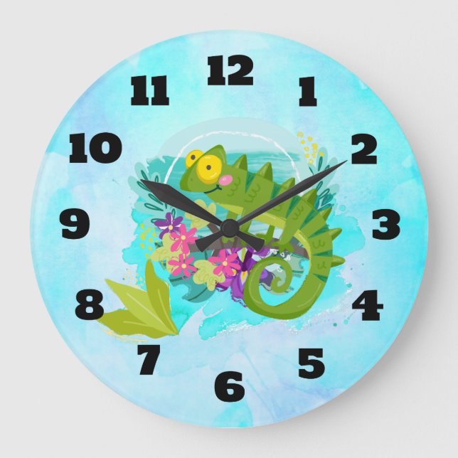 Grande Horloge Ronde Tropical lizard with Flowers (Recto)