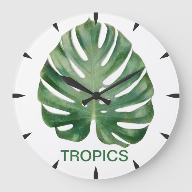 Grande Horloge Ronde Tropiques Feuille de Monstera (Recto)