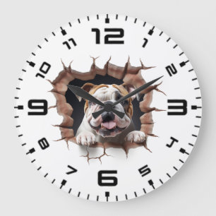 Grande Horloge Ronde Trou fissuré de Bulldog 3D