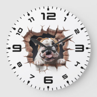 Grande Horloge Ronde Trou fissuré de Bulldog 3D