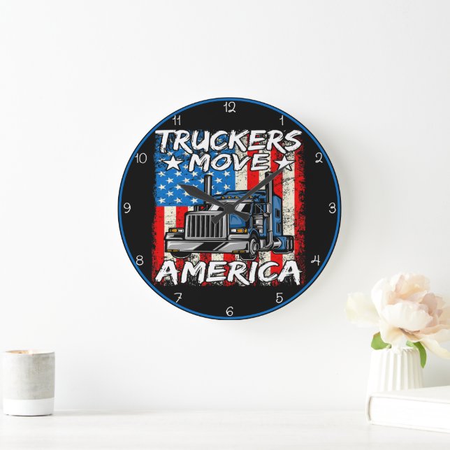 Grande Horloge Ronde Truckers Move America : Distressed Style (Maison)