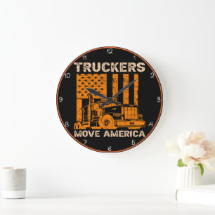 Grande Horloge Ronde Truckers Move America : Orange Pride