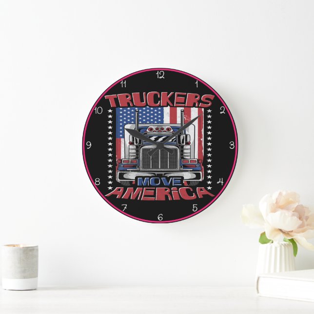 Grande Horloge Ronde Truckers Move America : Stars and Stripes (Maison)