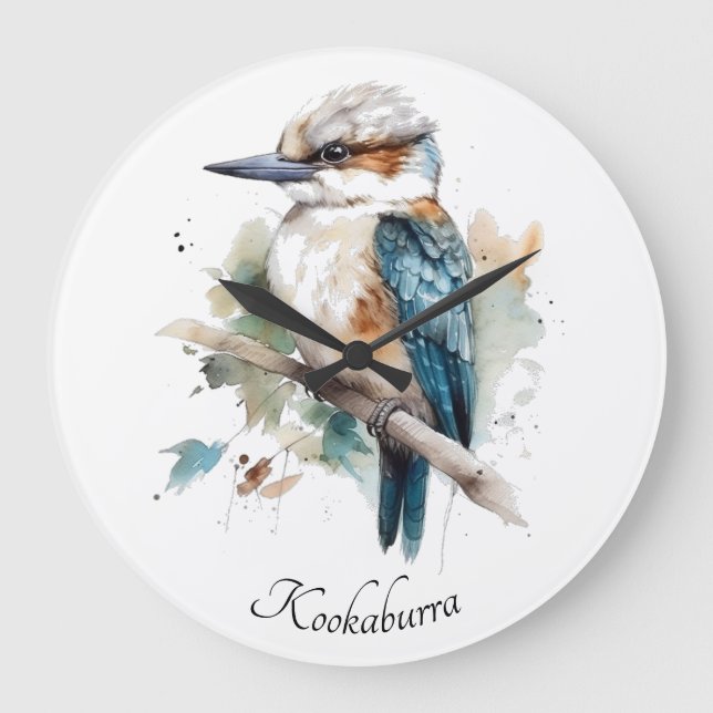 Grande Horloge Ronde True Blue Kookaburra, personnalisé (Recto)