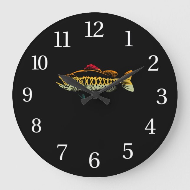 Grande Horloge Ronde Truite Volant Pêche Nature Pêche Extérieure Pêcheu (Recto)