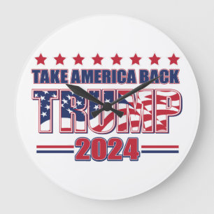 Grande Horloge Ronde Trump 2024 Reprenez l'Amérique